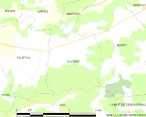 Poziția localității Coutens