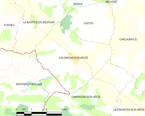 Poziția localității Daumazan-sur-Arize