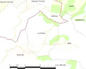 Poziția localității Justiniac