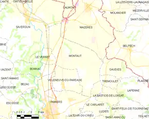 Poziția localității Montaut