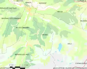 Poziția localității Orgeix