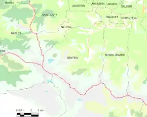 Poziția localității Sentein