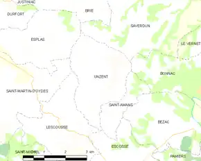 Poziția localității Unzent