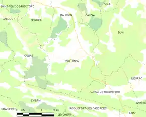 Poziția localității Ventenac