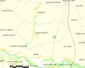 Poziția localității Allibaudières