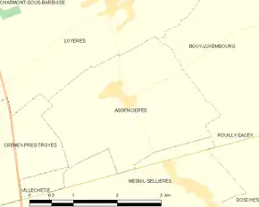 Poziția localității Assencières