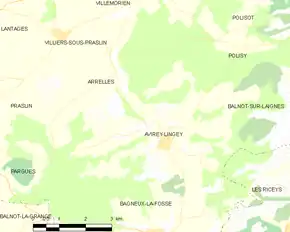 Poziția localității Avirey-Lingey