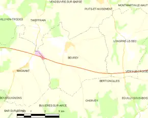 Poziția localității Beurey