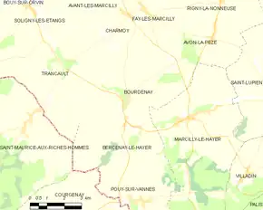 Poziția localității Bourdenay