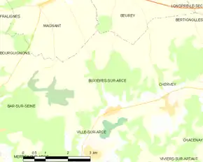 Poziția localității Buxières-sur-Arce