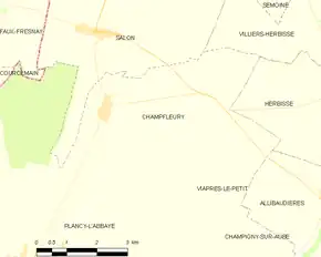 Poziția localității Champfleury