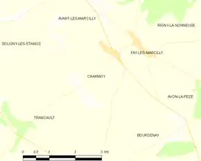 Poziția localității Charmoy