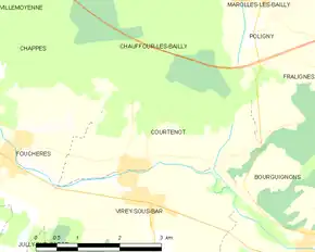 Poziția localității Courtenot