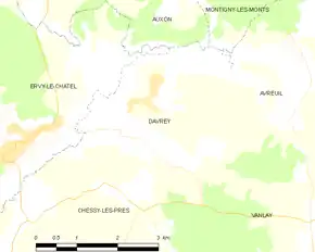 Poziția localității Davrey