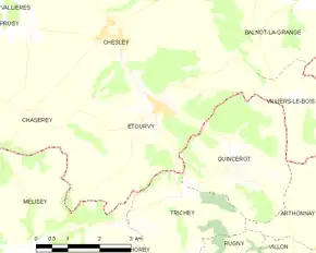 Poziția localității Étourvy