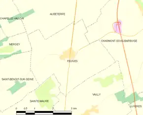 Poziția localității Feuges