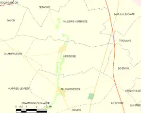 Poziția localității Herbisse