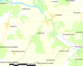 Poziția localității Jessains