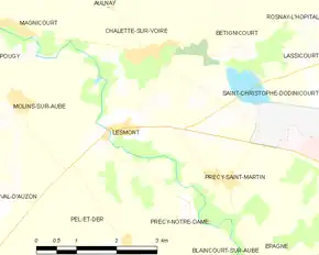 Poziția localității Lesmont