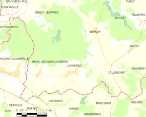 Poziția localității Lignières