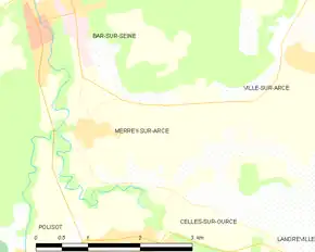 Poziția localității Merrey-sur-Arce