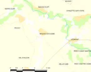 Poziția localității Molins-sur-Aube