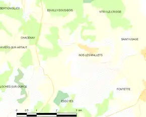 Poziția localității Noë-les-Mallets