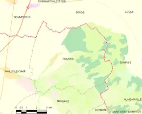 Poziția localității Poivres