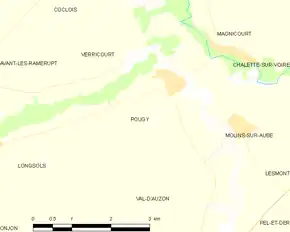 Poziția localității Pougy