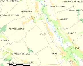 Poziția localității Savières