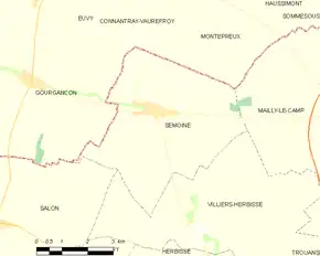 Poziția localității Semoine