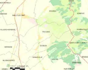 Poziția localității Trouans