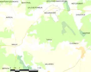 Poziția localității Turgy