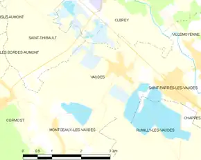 Poziția localității Vaudes