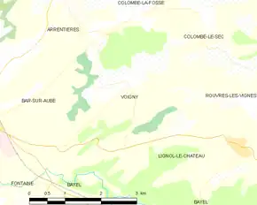 Poziția localității Voigny