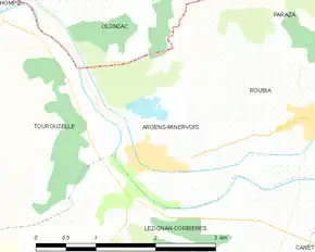 Poziția localității Argens-Minervois