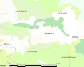 Poziția localității Cassaignes