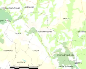 Poziția localității Cenne-Monestiés