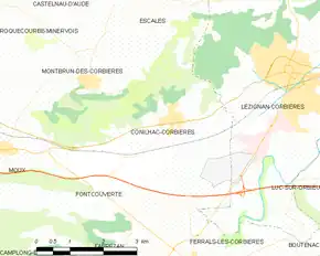Poziția localității Conilhac-Corbières
