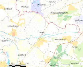 Poziția localității Coursan