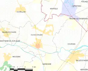 Poziția localității Cuxac-d'Aude