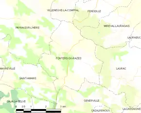 Poziția localității Fonters-du-Razès