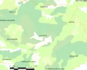 Poziția localității Fourtou