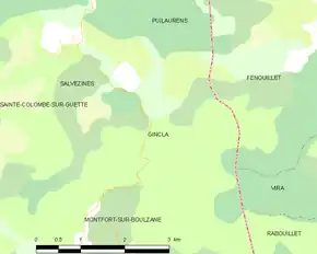 Poziția localității Gincla