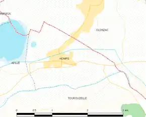 Poziția localității Homps