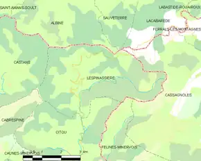 Poziția localității Lespinassière