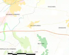 Poziția localității Luc-sur-Orbieu