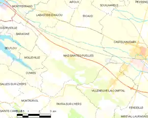 Poziția localității Mas-Saintes-Puelles