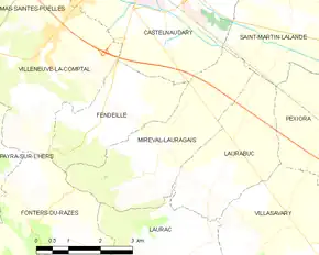 Poziția localității Mireval-Lauragais