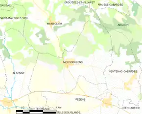 Poziția localității Moussoulens